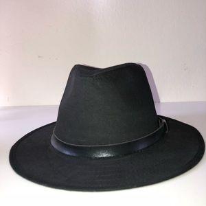 Wide Brim Twill Fedora (Black)